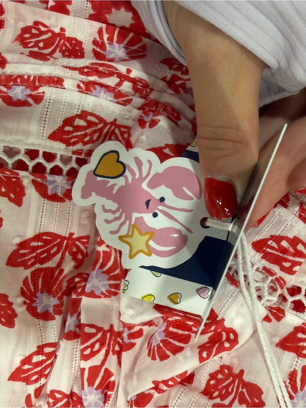 Roller Rabbit Red and White Floral Ruffle Diaper Cover - Picture 4 of 6